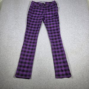 Vintage Y2K dELiA*s Purple Black Plaid Low Rise Bootcut Jeans Size 3 Punk Goth